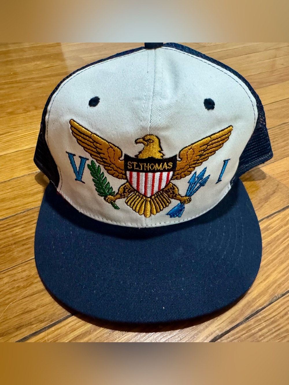 St. Thomas Two-Tone Eagle Patch Trucker Hat - Navy & White
